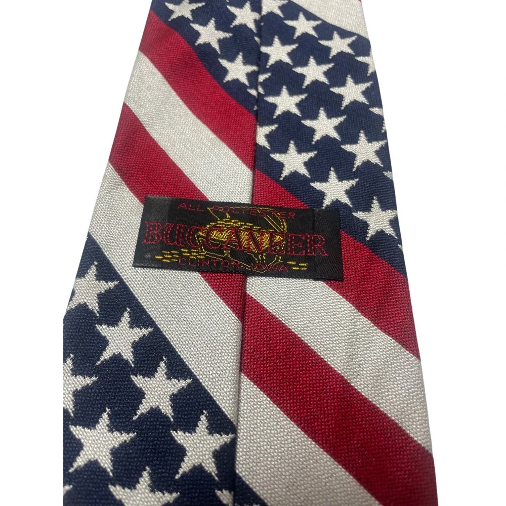 Vintage 90s Buccaneer American Flag Woven Traditional Wide Tie Men's OS